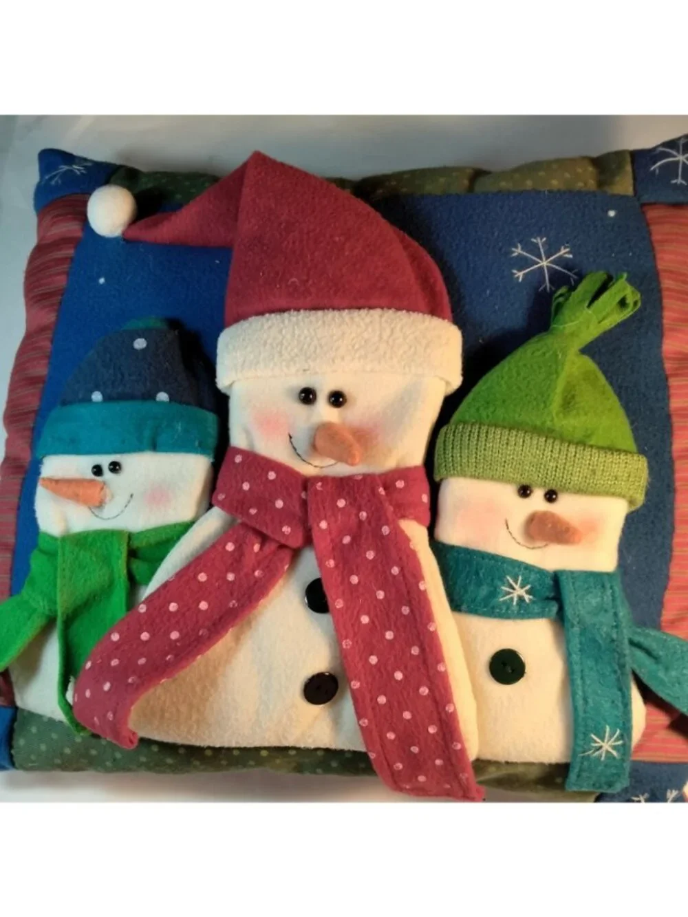 St Nicholas Square Snowman Trio Pillow Festive Holiday Decor Christmas Toss